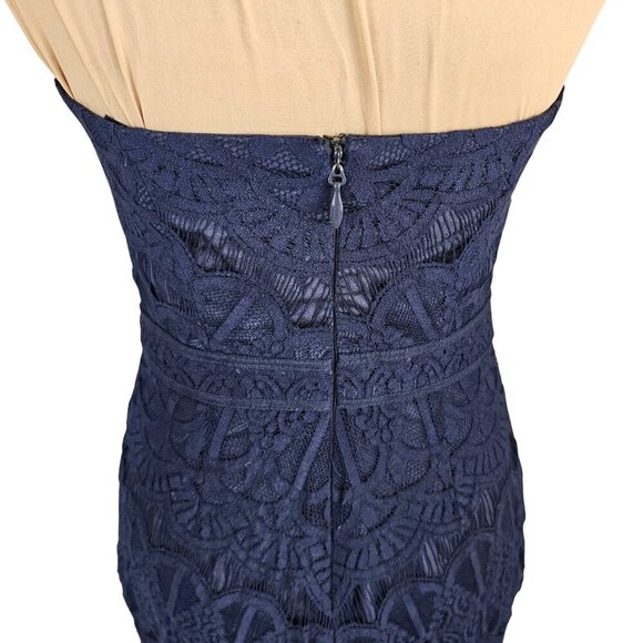 Adelyn Rae Dark Navy Blue Lace Strapless Mini Dress Boned Corset Sz S - Picture 6 of 10